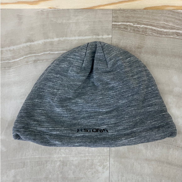 Under Armour Storm Winter Beanie Skull Cap Hat Lined Gray Logo Pink Womens OS - Picture 2 of 6